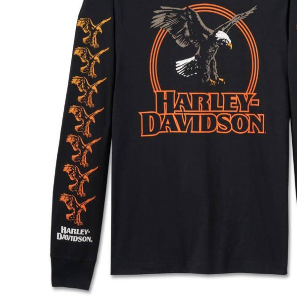 トップス 1170 Harley SOARING HIGH Eagle Tee Black Harley-Davidson Men's Rising Eagle Long Sleeve Tee Black
