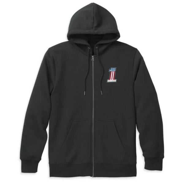 Harley-Davidson #1 Race Graphic Zip Front Hoodie Black | Maidstone