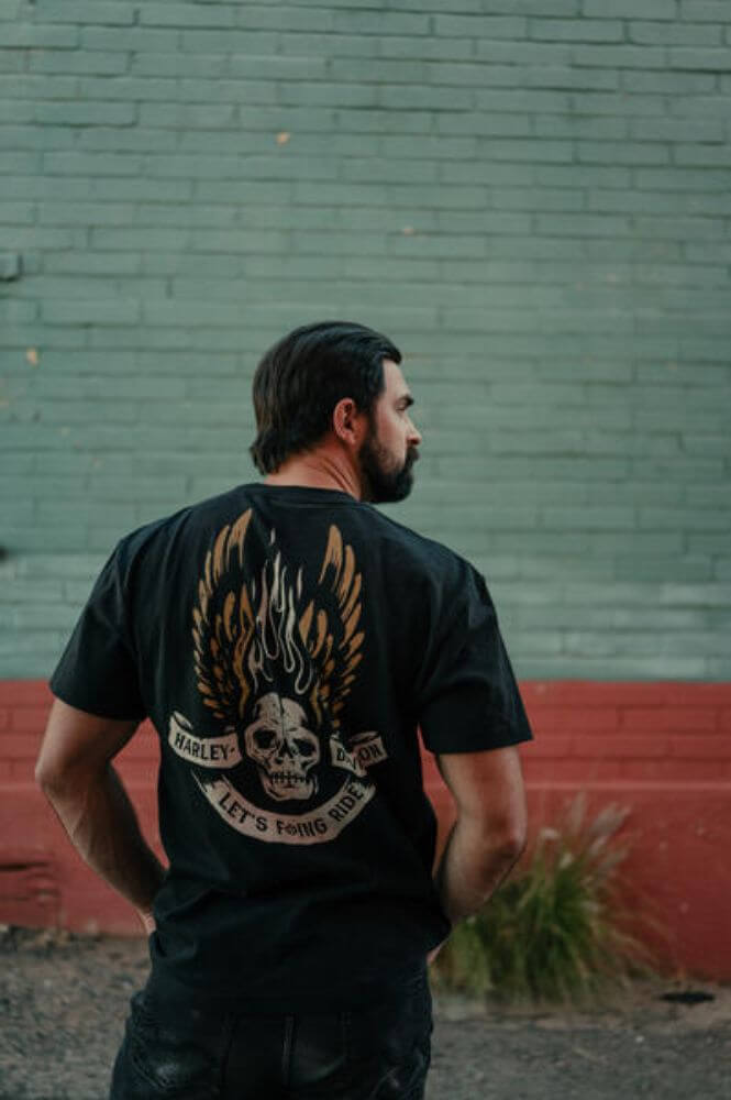クールでシックに演出【Harley Davidson】オイル ロゴ Ｔシャツ tm14061153-b.jpg?v=1729827639&