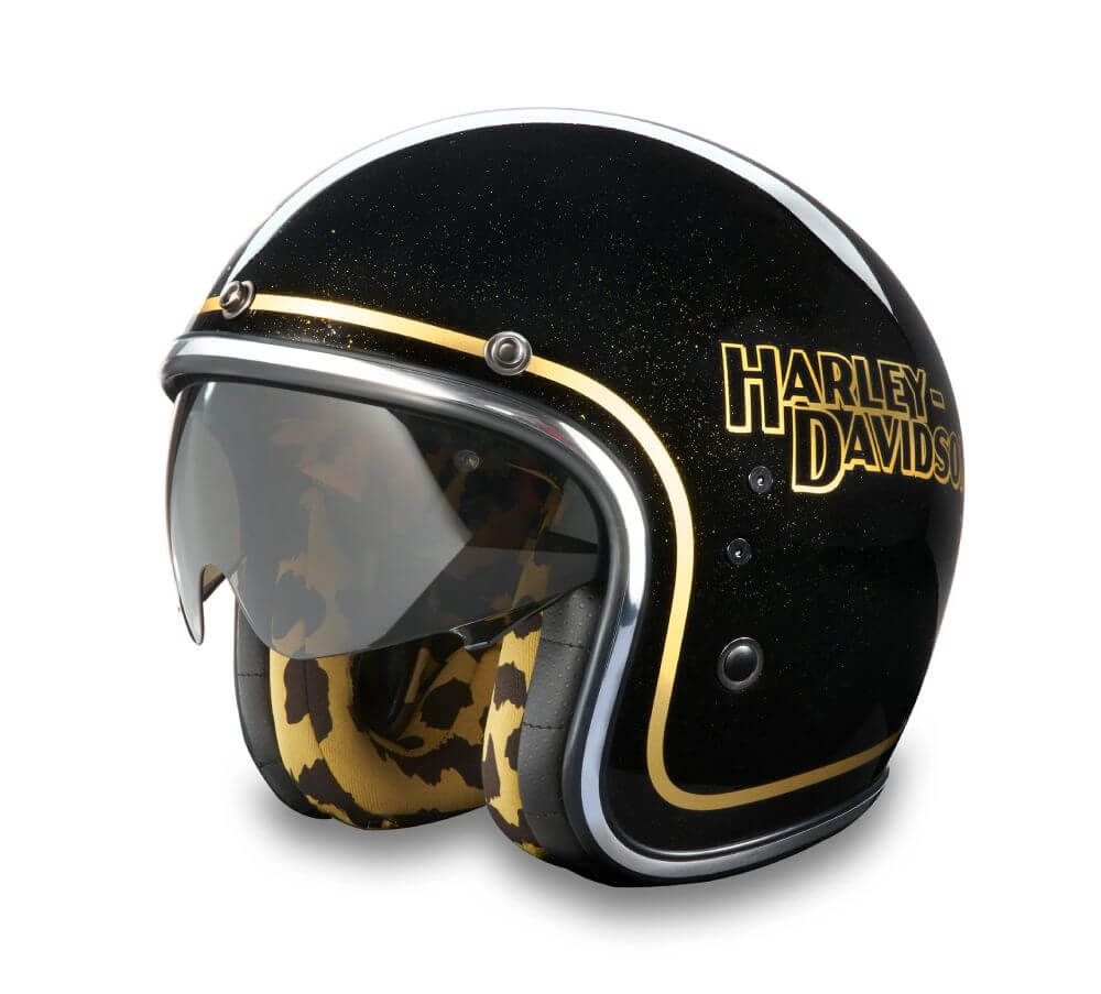 Harley-Davidson H-D X14 Sun Shield 3/4 Helmet Black Glitter