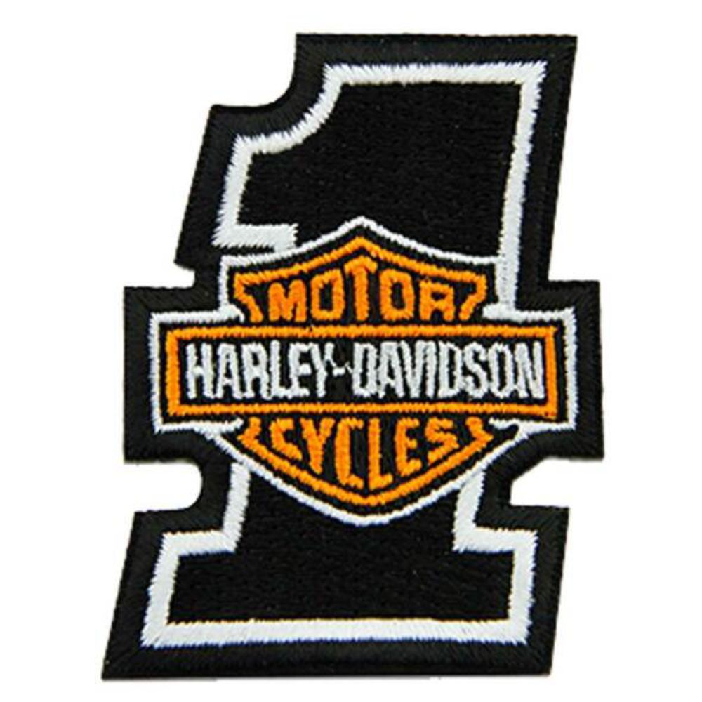 Harley-Davidson Patch 4in. Embroidered Willie G Skull Emblem Sew-On Patch  Orange