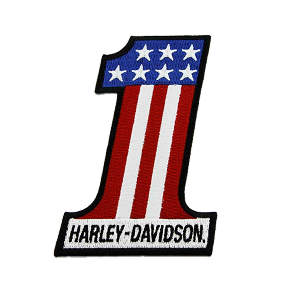 Harley-Davidson 4.3 inch Embroidered RWB #1 Logo Small Emblem Sew-On Patch