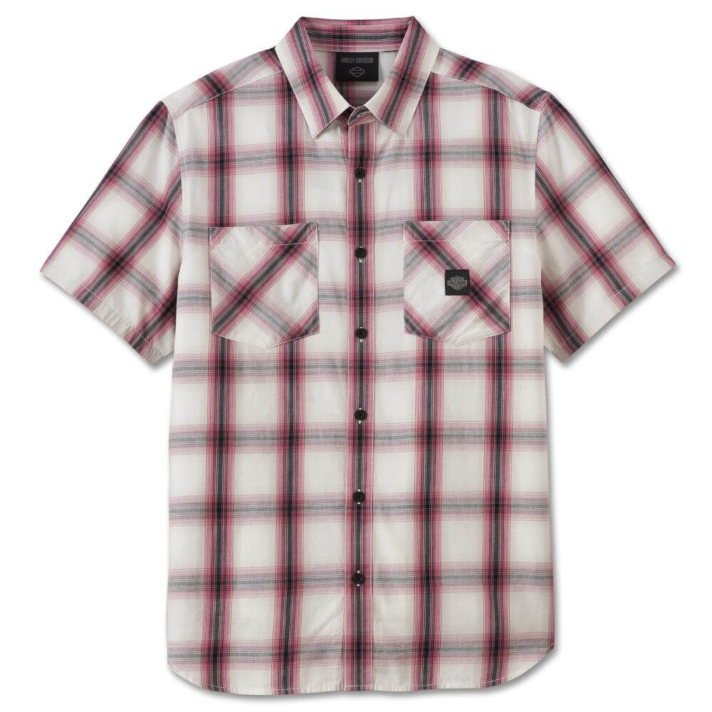 thumbnail image 2 of Harley-Davidson Men's Plaid Forever Short Sleeve Woven Button-Up – Blue, 100% Cotton 2 of 5