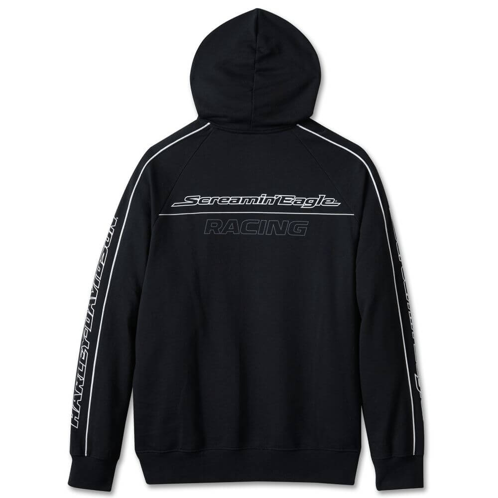 Harley-Davidson Men's Screamin' Eagle Zip-Up Hoodie - Black, 60% Cotton 40% Polyester, Limited Edition