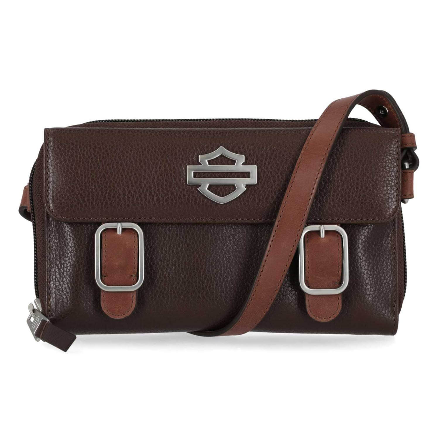 HARLEY-DAVIDSON レザーショルダーバッグ Harley-Davidson Women's Buckle Zip Around Leather Wallet Crossbody