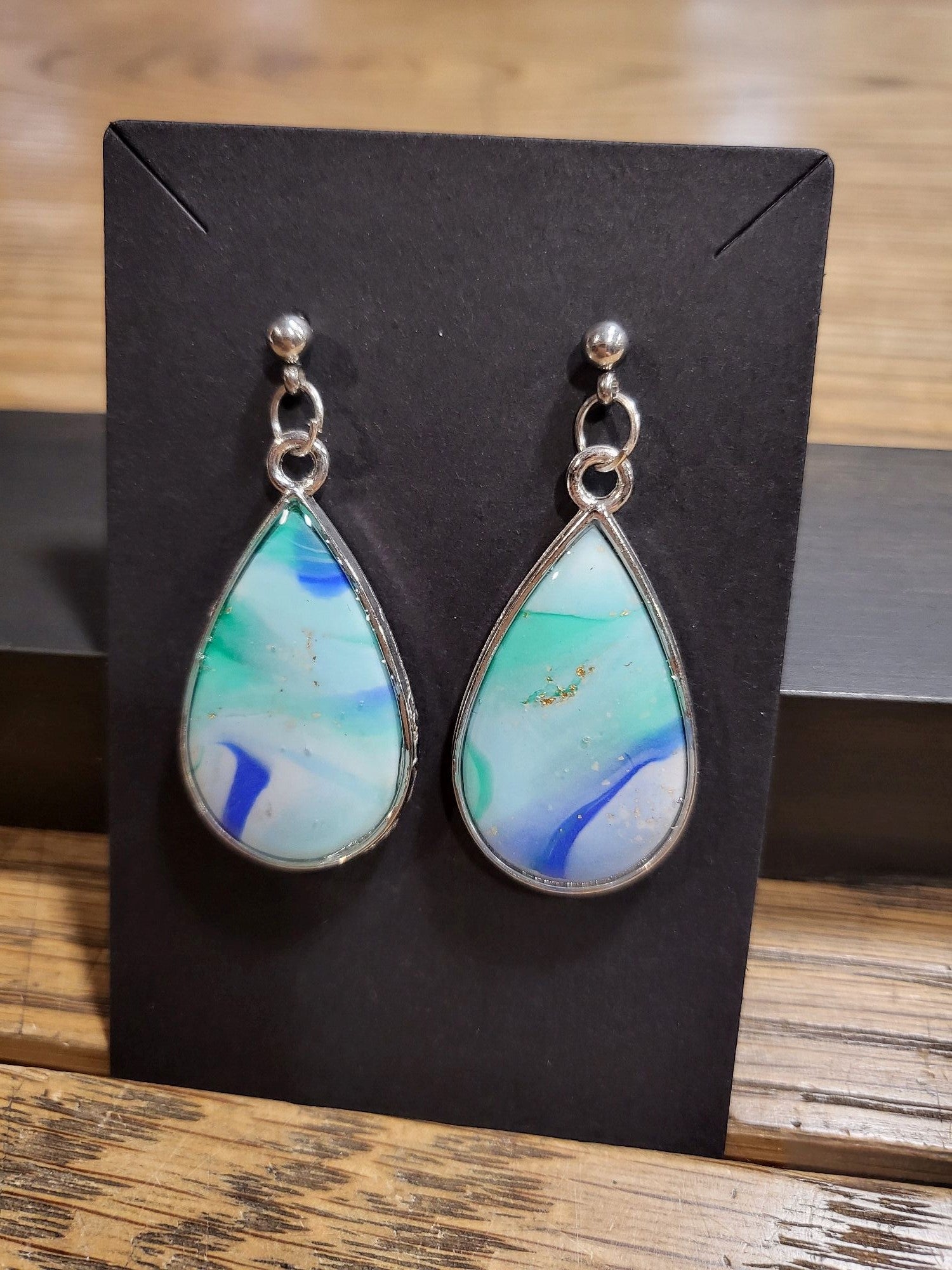 Teardrop Earrings Blue Marble Earrings Blue Marble Earrings