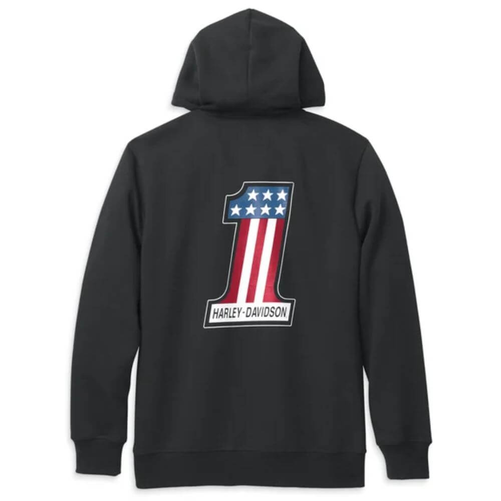 Harley Davidson 1 Race Graphic Zip Front Hoodie Black Maidstone